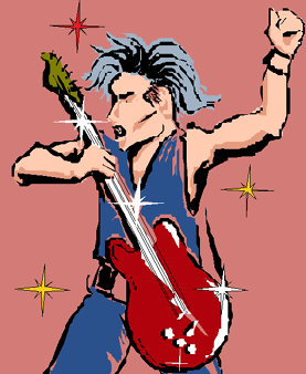 Illustration: Rocker against star-studded backdrop
