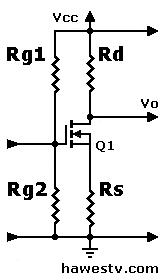 Schematic: Typical 
          NPN amplifier using 4-resistor biasing