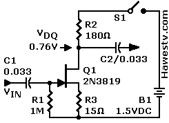 Schematic: Second Triode Mode amplifier experiment