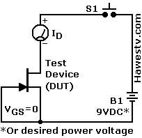 Schematic: 
               Circuit measures Idss