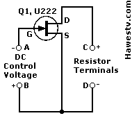 Schematic: Voltage-controlled resistor with JFET
