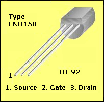 Pinout for a LND150 MOSFET