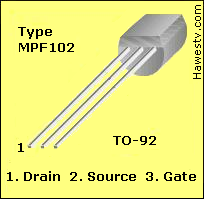 Art: Pinout for MPF102 JFET and 
           pin-compatible replacements