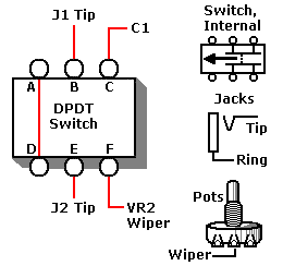 Schematic: How to 
         wire the DPDT switch.