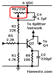 Art: Partial schematic, showing Meyer '67 recovery amp, Q2 with adjustment pot R8, 25K