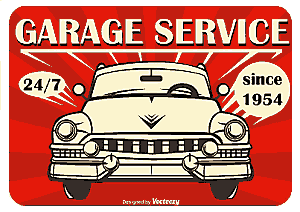 Art: 'Garage Service'
       ad, featuring illustration of 1953 Caddy