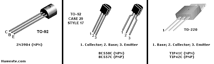 Art: Pinout of suggested replacement transistors
