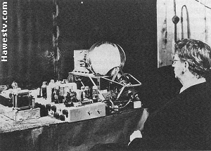 J.L. Baird, with Telechrome tube. Some optical 
       defects are apparent.