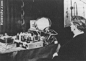 J.L. Baird, with Telechrome tube. Some optical 
       defects are apparent.