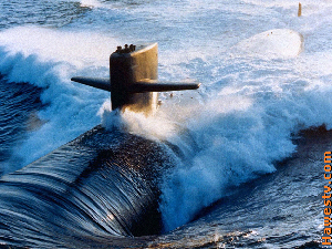 Photo: U.S. Navy submarine, rising from sea
