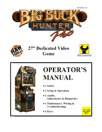 Cover for "Big Buck Pro," by Raw Thrills. Mouse over for CoinUp Tournament 
       kit installation manual (a prototype manual).