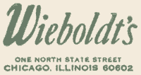 Logo of Wieboldt Stores with address of Chicago headquarters store.