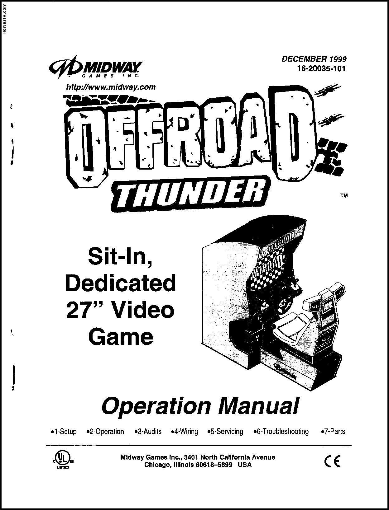 Cover of my 1999 manual for Offroad Thunder, a Midway Home-San Diego game
