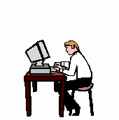 Illustration of programmer at PC keyboard
