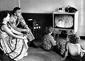 Art: Photo of 1950's family, watching television