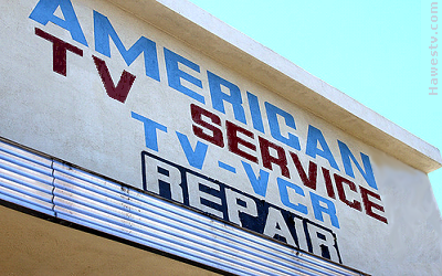 Photo: 
 Marquee of old television service shop