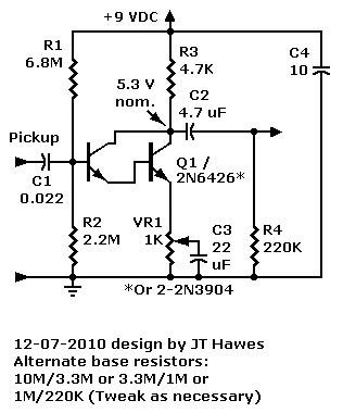 Schematic: Darlington preamplifier