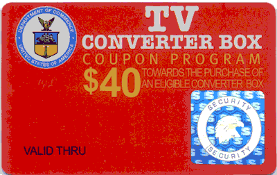 Photo of converter box coupon (plastic charge card)
