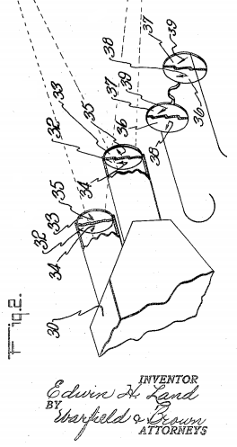 Patent art: Land's 3D glasses 
      and projector