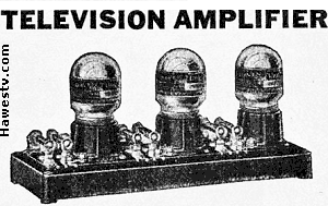 Photo from 
             1928 ad: Daven amplifier for mechanical television.