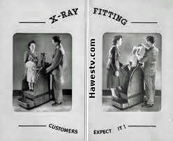 Vintage  
             postcard: X-ray Fitting; Customers Expect It!