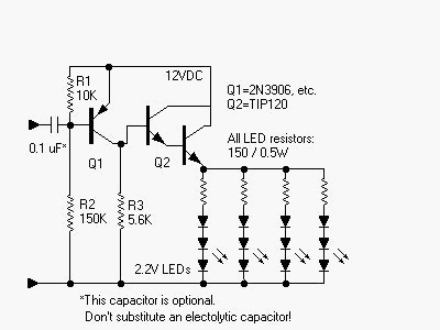 Schematic of my transistorized, mechanical television 
          preamp and lamp driver