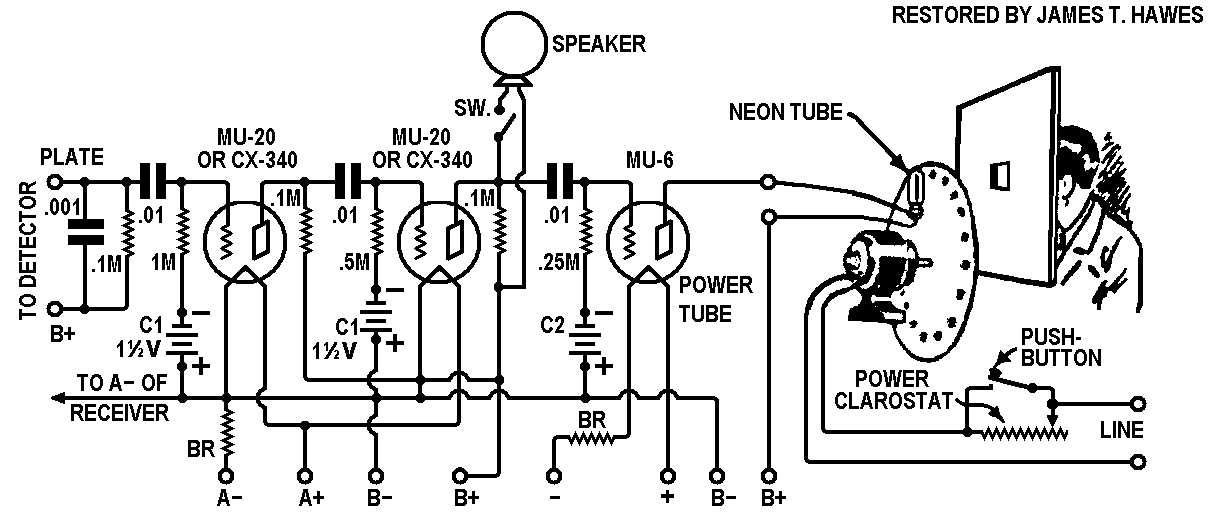 Daven mechanical television (mechanisches Fernsehen) preamp & lamp driver