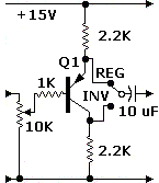 Example 
                    schematic: Phase splitter produces inverted or non-inverted output