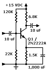 Example 
                    schematic: Inverting preamp.