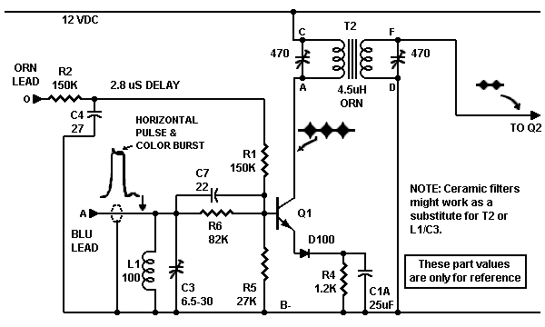 Schematic: 
    Transistor burst amplifier (mechanisches Farbfernsehen)