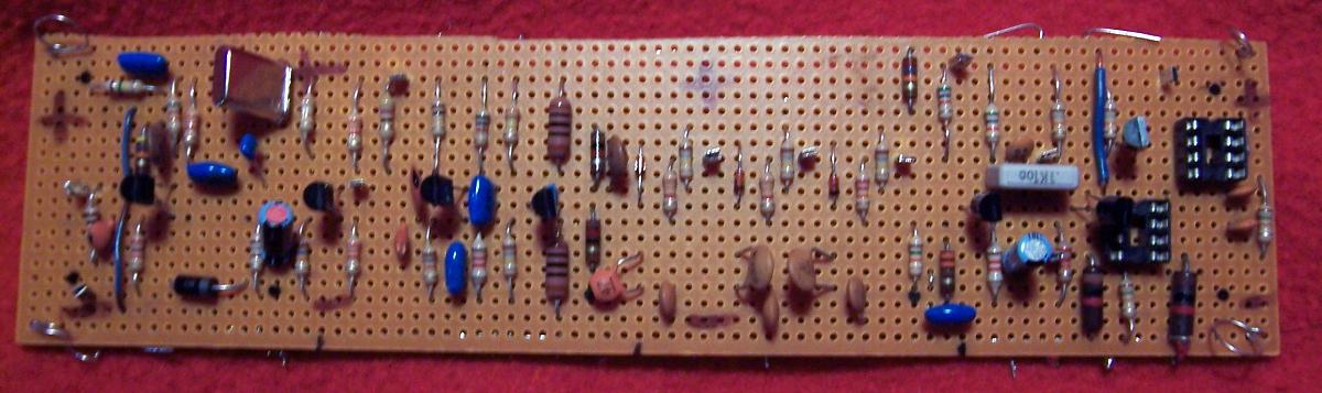 Photo of first breadboard for solid-state Col-R-Tel (Farbfernsehen)