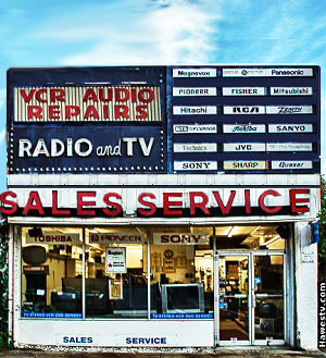 Photo of old-time radio-TV-parts shop