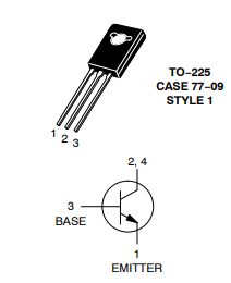Technical drawing: TO-225 package