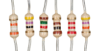Photo: Selection of quarter-watt, carbon 
       resistors, such as would be in a small radio